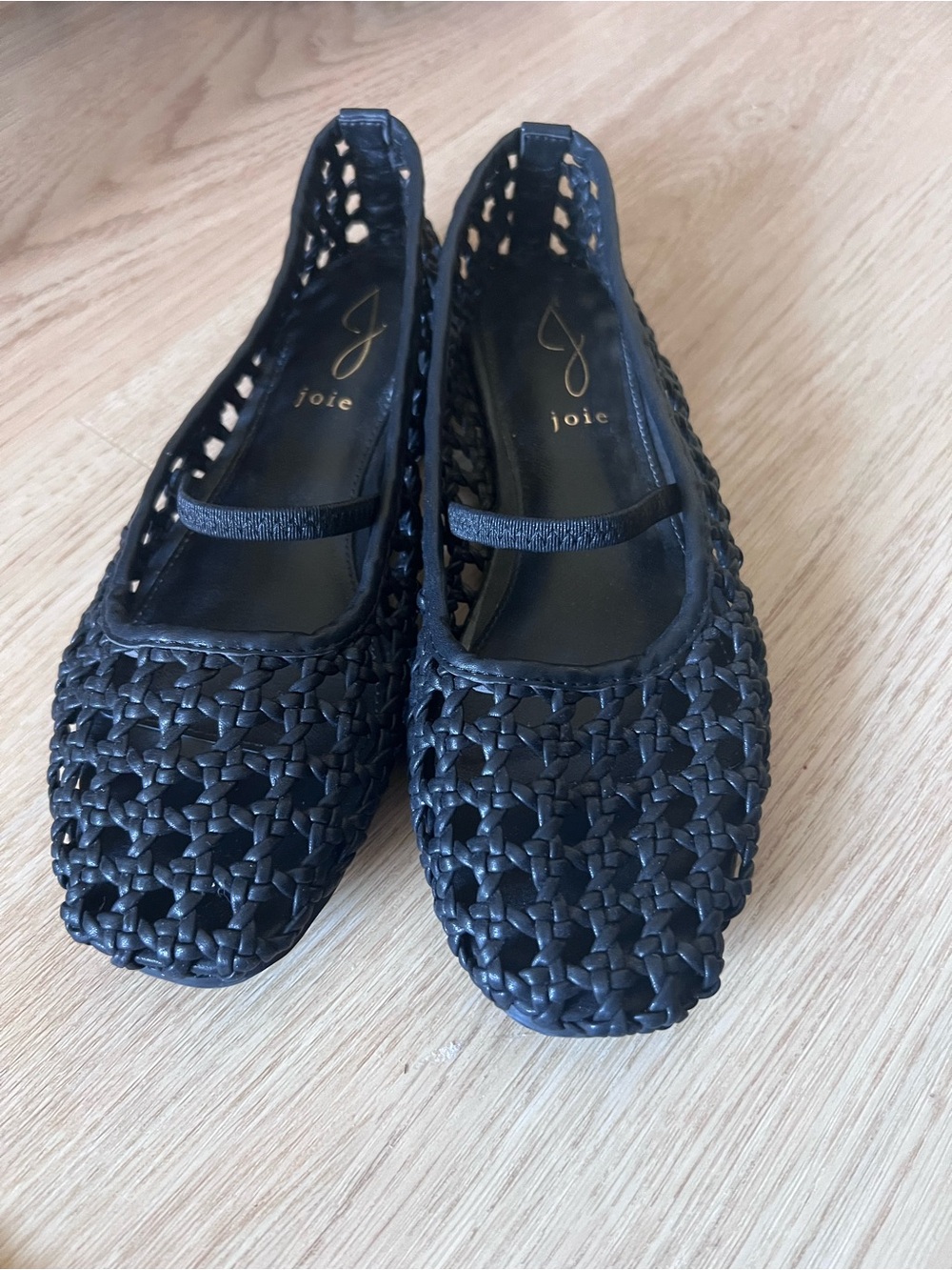 Joie Black Woven Mary Jane Flats
